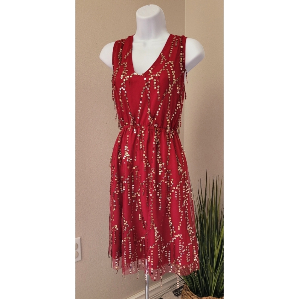 Southern Fried Chics "Rumor Going Round" Red Sequin Dress.